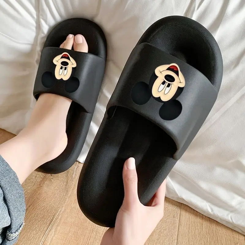 New Disney Kawaii Summer Slippers Home Indoor Home Bathroom Soft Sole Non-Slip Cute Cartoon Anime Mickey Couple Sandals Slippers