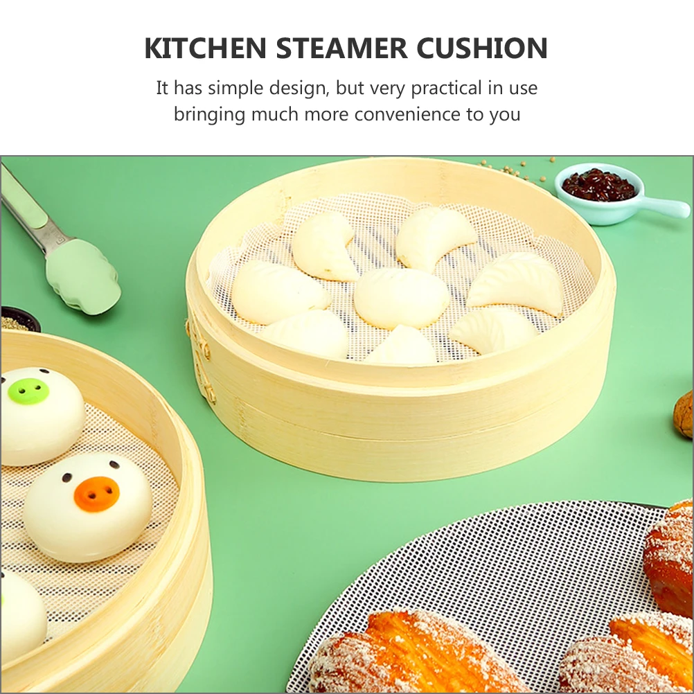 

12pcs Steamer Liners Kitchen Mesh Mats Round Pads Safe Reusable Cook Food Steamer Liners Mat Healthy Practical