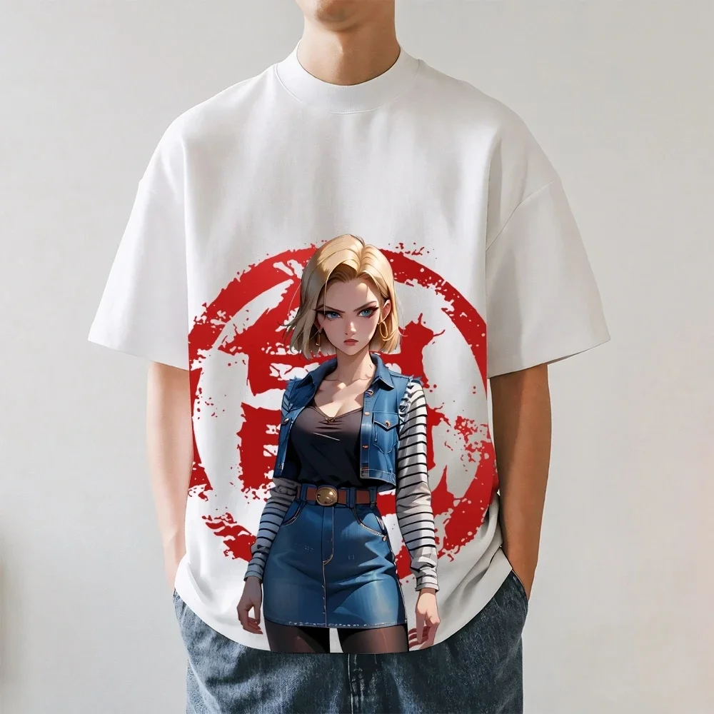 2026 New Dragon Ball Android 18 Japanese Style Classic Tee High-quality Streetwear T-Shirts Suitable for Both Men Women Summer