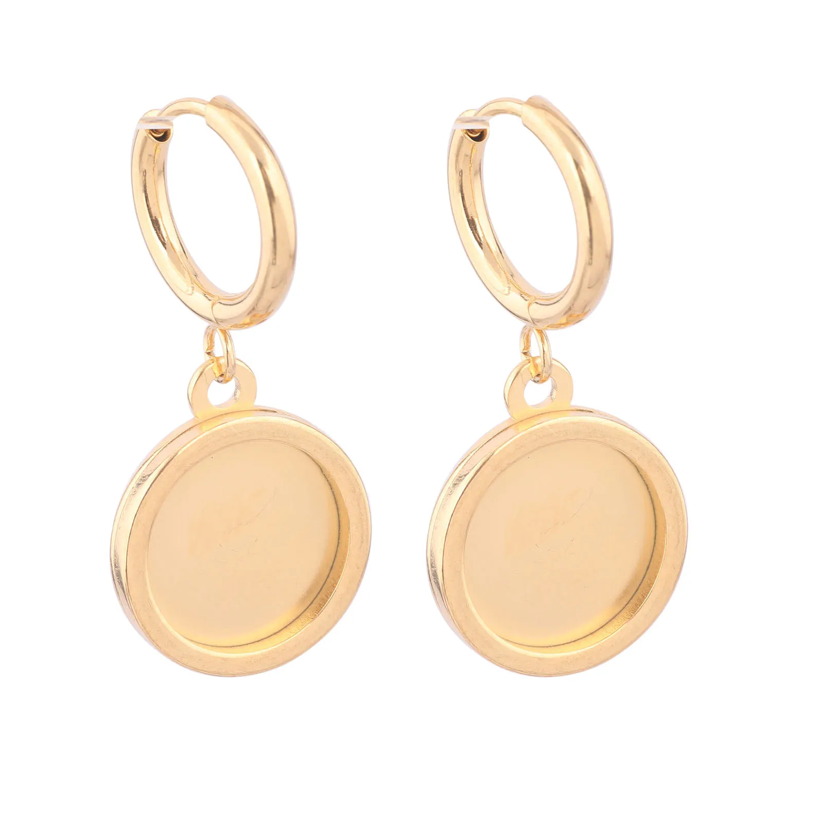 

6 шт., позолоченные серьги из нержавеющей стали с рычажной задней частью, крючки, фурнитура, подходят для сережек с кабошоном толщиной 12 мм, лотки для установки своими руками