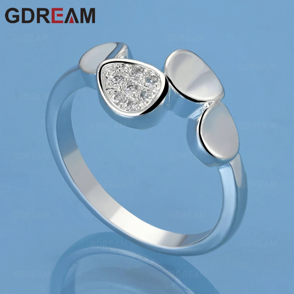 

GDREAM 925 Sterling Silver 7-10 Geometric Zirconia Ring For Women - Vintage Elegant And Noble Party Jewelry