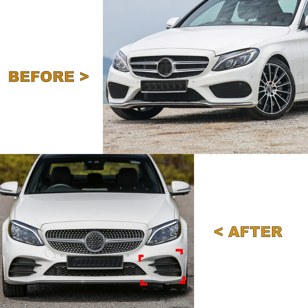 For Mercedes Benz C Class W205 C180 C200 2015-2018 Front Fog Lamp Grill Grille Covers Stickers Automotive Modification Protectio