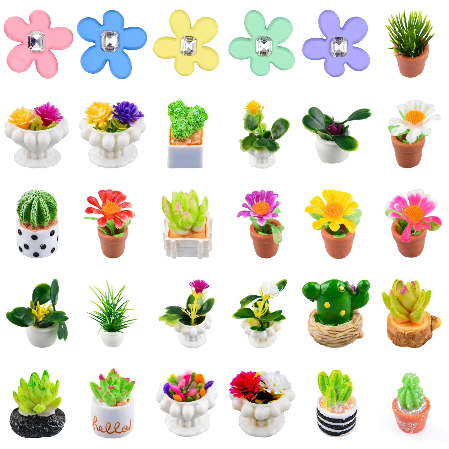 

1pcs Colorful Flowers Plant Shoe Decoration Green Potting Shoes Charms White Lily Bracelet Accessories For Party Favor