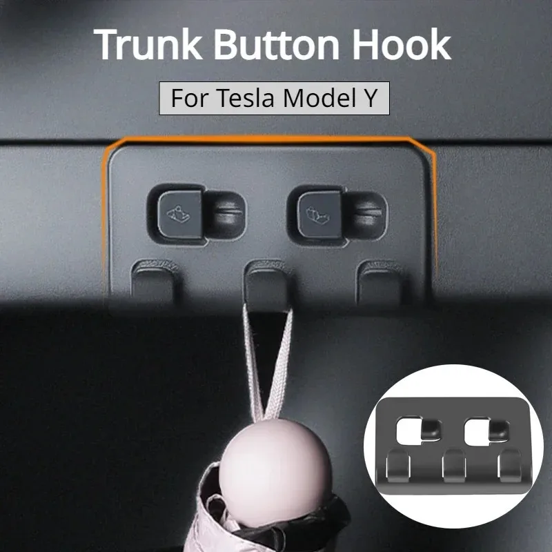 For Tesla Model Y Max 15kg Load Bearing Rear Trunk Hook Luggage Bag Umbrella Hanger ABS Tote Trunk Hooks Interior Accessories