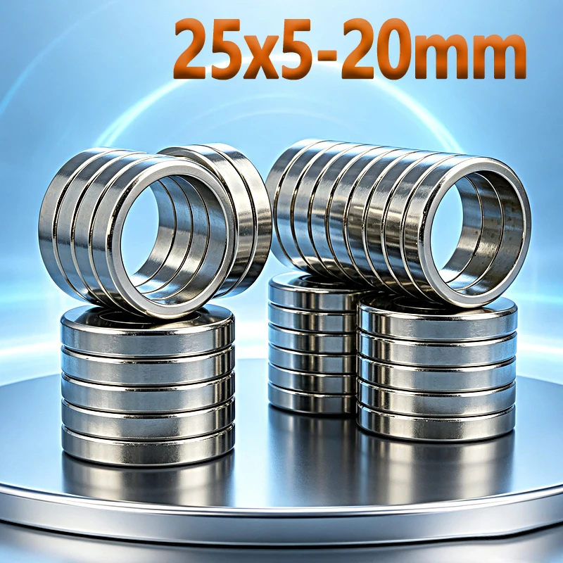N35 NdfeB 25x5-20mm Magnet Neodymium Permanent Magnetic Imanes 1-20pcs Ring Magnet Round Hole Shape 25*5-20mm Magnet Accessory