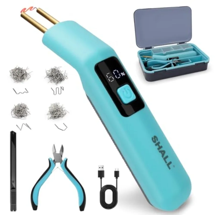 

SHALL Plastic Welder, Cordl Plastic Welding Kit with 200 Staplers, USB Rechargeable Plastic Welder Kit with Portable Storage Ba