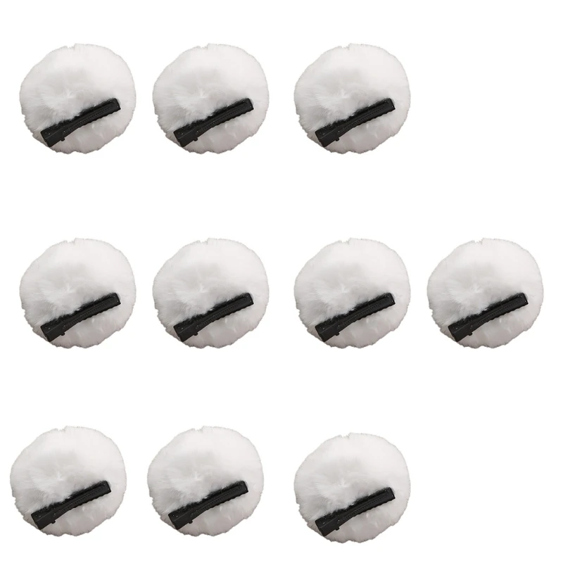 10pcs White Anime Bun Hair Clip Eye Catching Hairpin Hairpieces Soft Plush Duckbill Clamp For Versatile Hairstyling