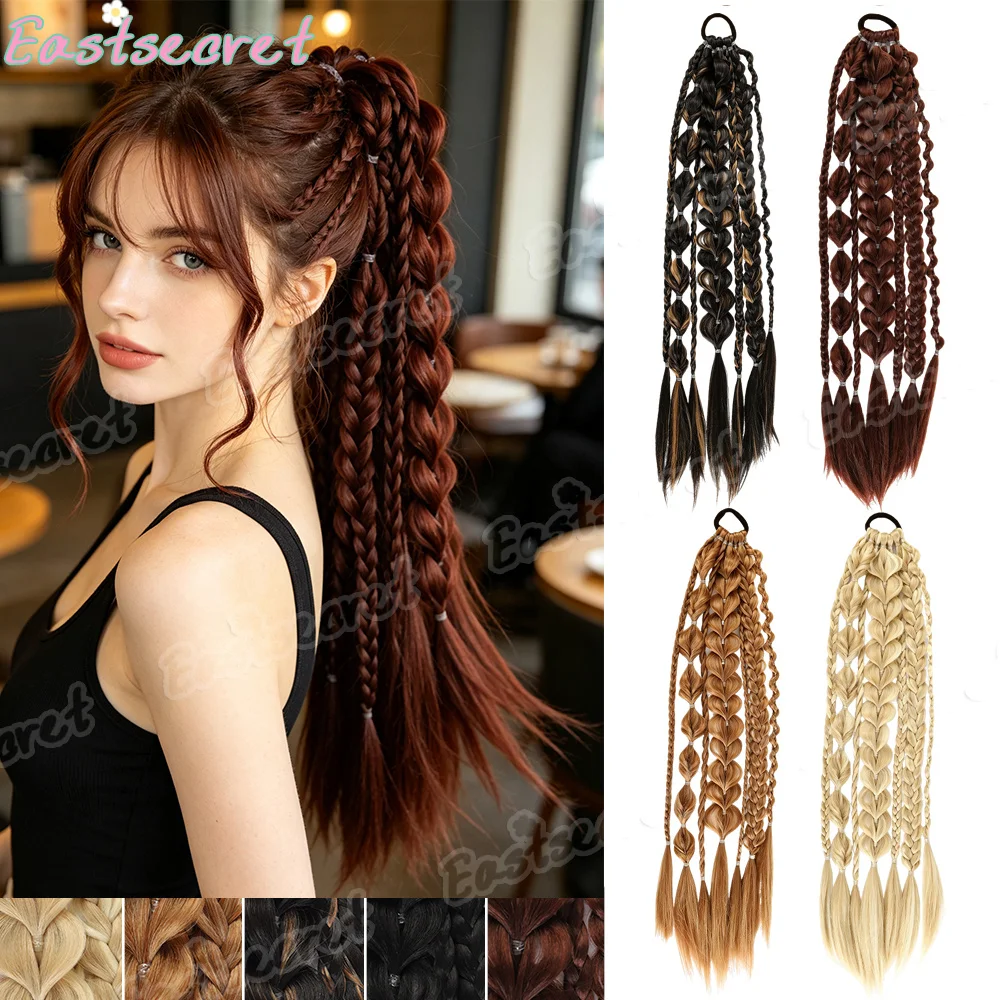 24 inch Synthetic Curly Braided Ponytail Wig Suitable For Women Lantern Bubble Ponytail Braided Suitable For Daily Wear Accessor