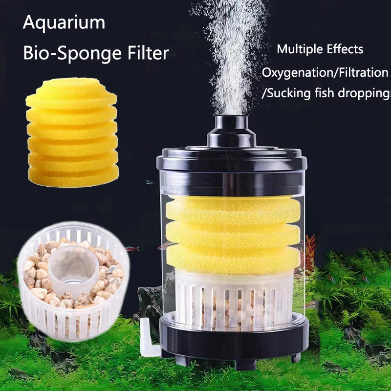 Fish Tank Fish Poop Stool Filter Toilet Feces Suction Filter Collector Aquarium Biochemical Sponge Ball Oxygenation Water Pump