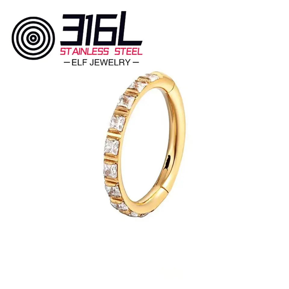 Wholesale Crystal 316L Stainless Steel Must Hoop Nose Ring Ear Piercing Resale Jewelry