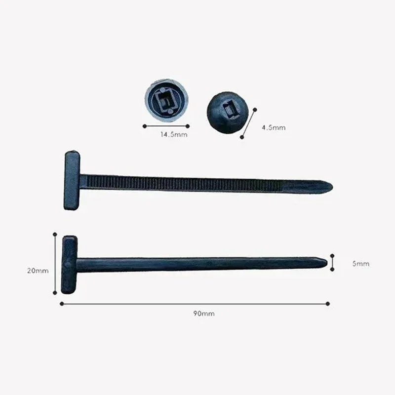 100Pcs Nylon Cable Tie Buckle Universal Self Locking Plastic Fastener Clip Screw Replacement Car Fender Liner Bumper Cover Trunk