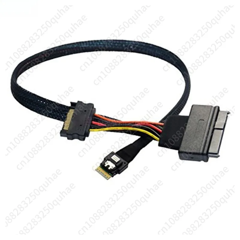 

Кабель-адаптер Mini SAS Slim SFF-8654 4I 38P на SAS 8639 U.2 с SATA15P
