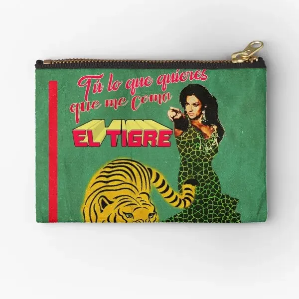 Lola Flores Let The Tiger Eat Me  Zipper Pouches Bag Coin Storage Socks Underwear Wallet Cosmetic Money Pocket Key Pure Small