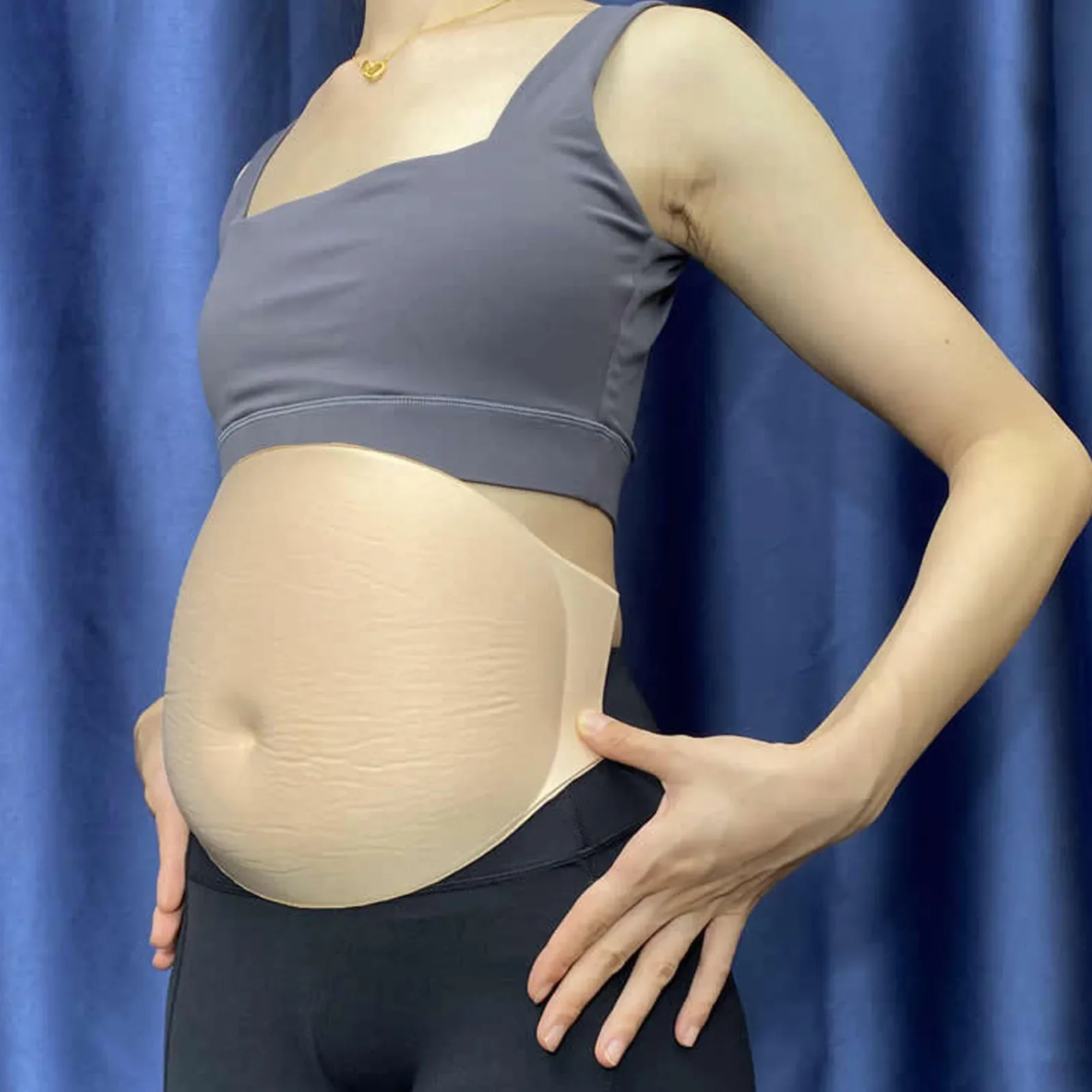 Fake Belly False Pregnant Tummy Cotton Fake Pregnancy Belly Breathable Soft Lightweight Fake Belly Bump for Role Play Unisex