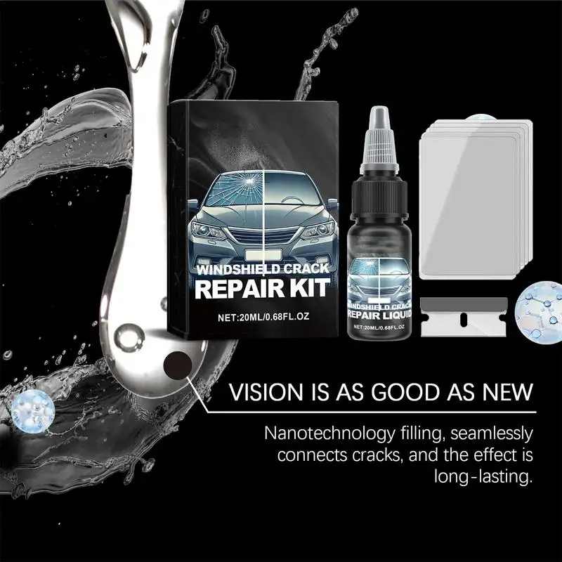 Automotive Glass Nano Repair Fluid Waterproof Windshield Nano Repair Tool Vehicle Cracked Windshield Repair Tool Sunproof Repair