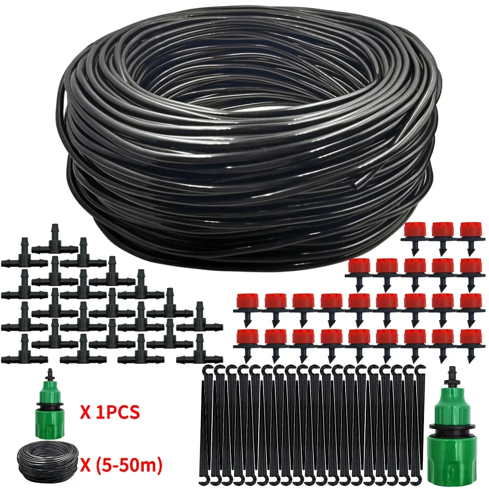 

5-50m DIY 4/7mm PVC Garden Watering Garden Hose Micro Irrigation Pipe Drip Watering Kits with Adjustable Drippers Punch Tool