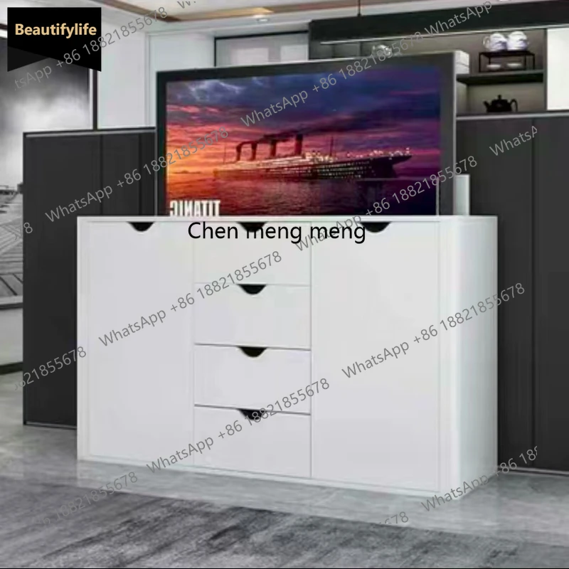 cqy Hidden intelligent lifting integrated TV cabinet remote control electric opening solid wood