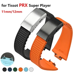 Fluoro Rubber Strap for Tissot PRX Series Super Player 35mm 40mm Women Men FKM Quick Release Folding Buckle Watch Band 11mm 12mm