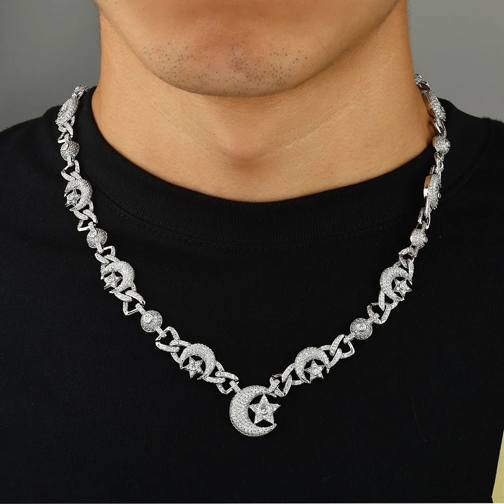Iced Out CZ Moon & Star Necklace - usage example