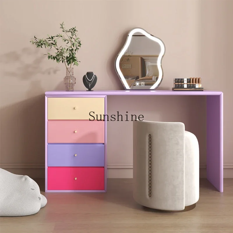 

Pink dresser table chest integrated with drawers bedroom makeup table