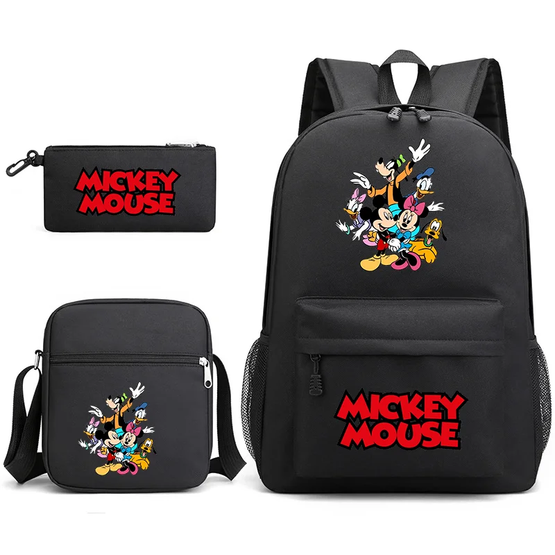 

Новый рюкзак с принтом Disney Mickey Harajuku, школьный рюкзак из трех предметов, сумка на плечо, сумка для ручек, школьная сумка с героями мультфильмов аниме