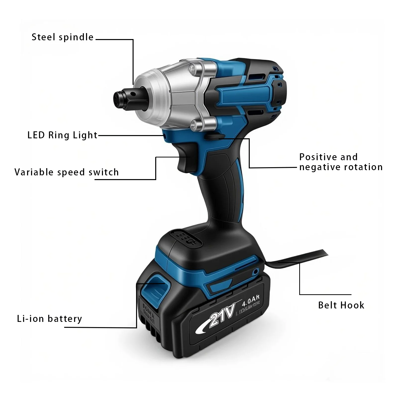 Mini Portable Impact Wrench 1/2 Drive Impact Wrench Tool Set Cordless Rechargeable Screwdriver