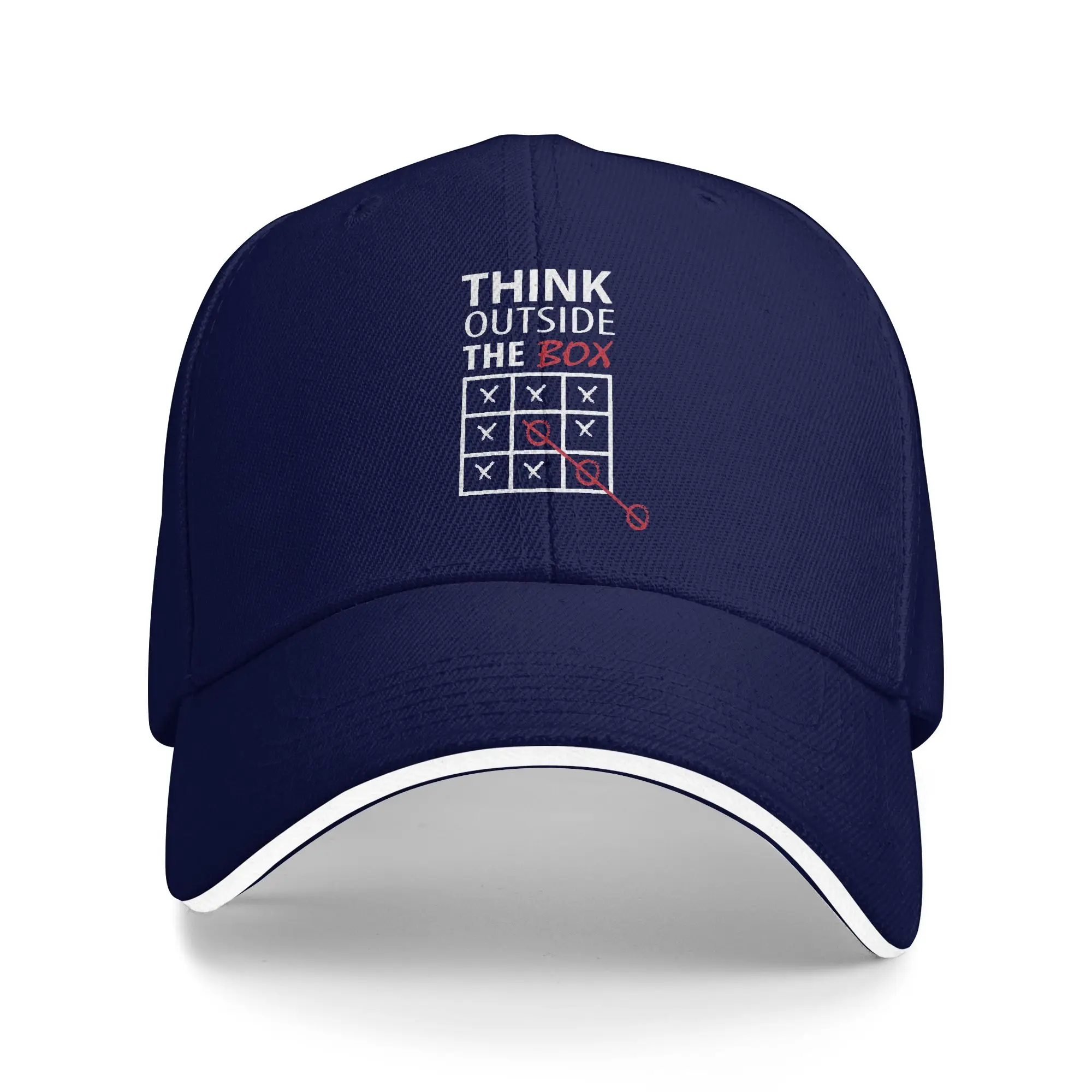 Think Outside the Box Tic-Tac-Toe Sandwich Cap Retro,Baseball Caps  Sandwich Hat Adjustable Polyester Sports Cap Summer Hats