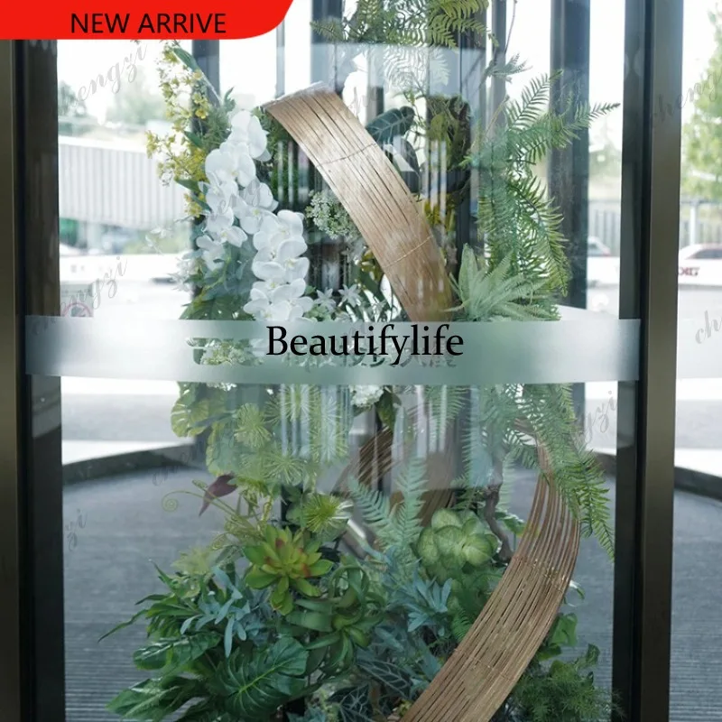 H132 hotel revolving door artificial flower fake flower shopping mall lobby lobby ornament floor decoration moss ball green plan