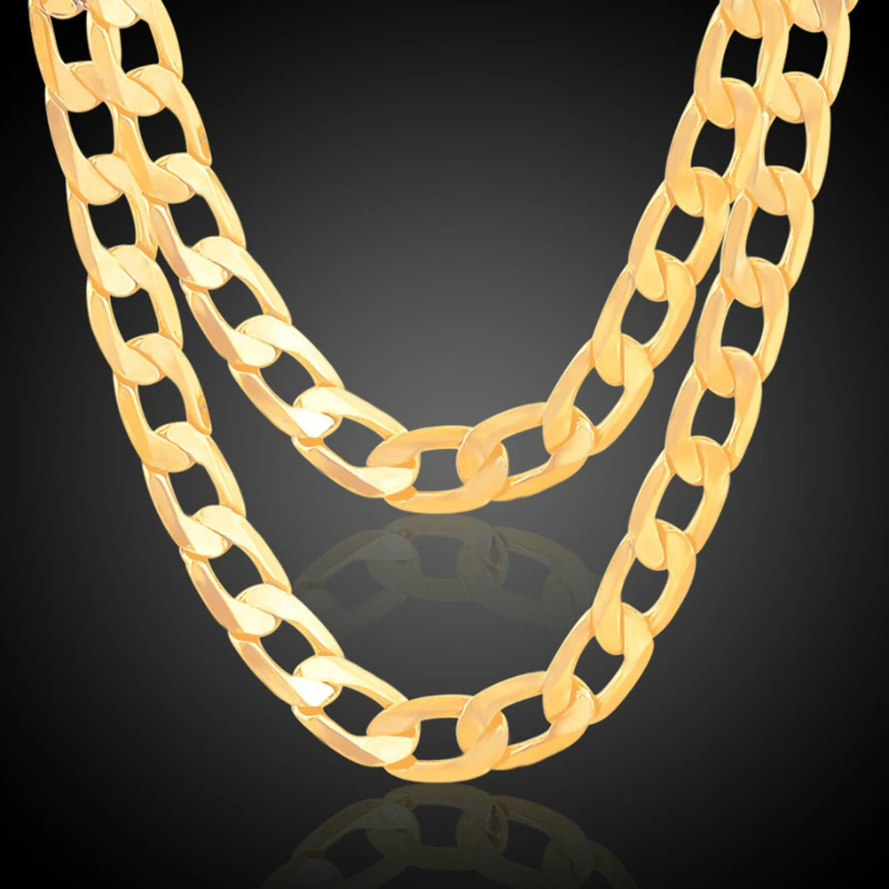 

Men Chain Hip Hop Necklace 18K Gold Plated 6mm 24 Inch Link Chain Punk Style Jewelry Great for Parties Men Necklace