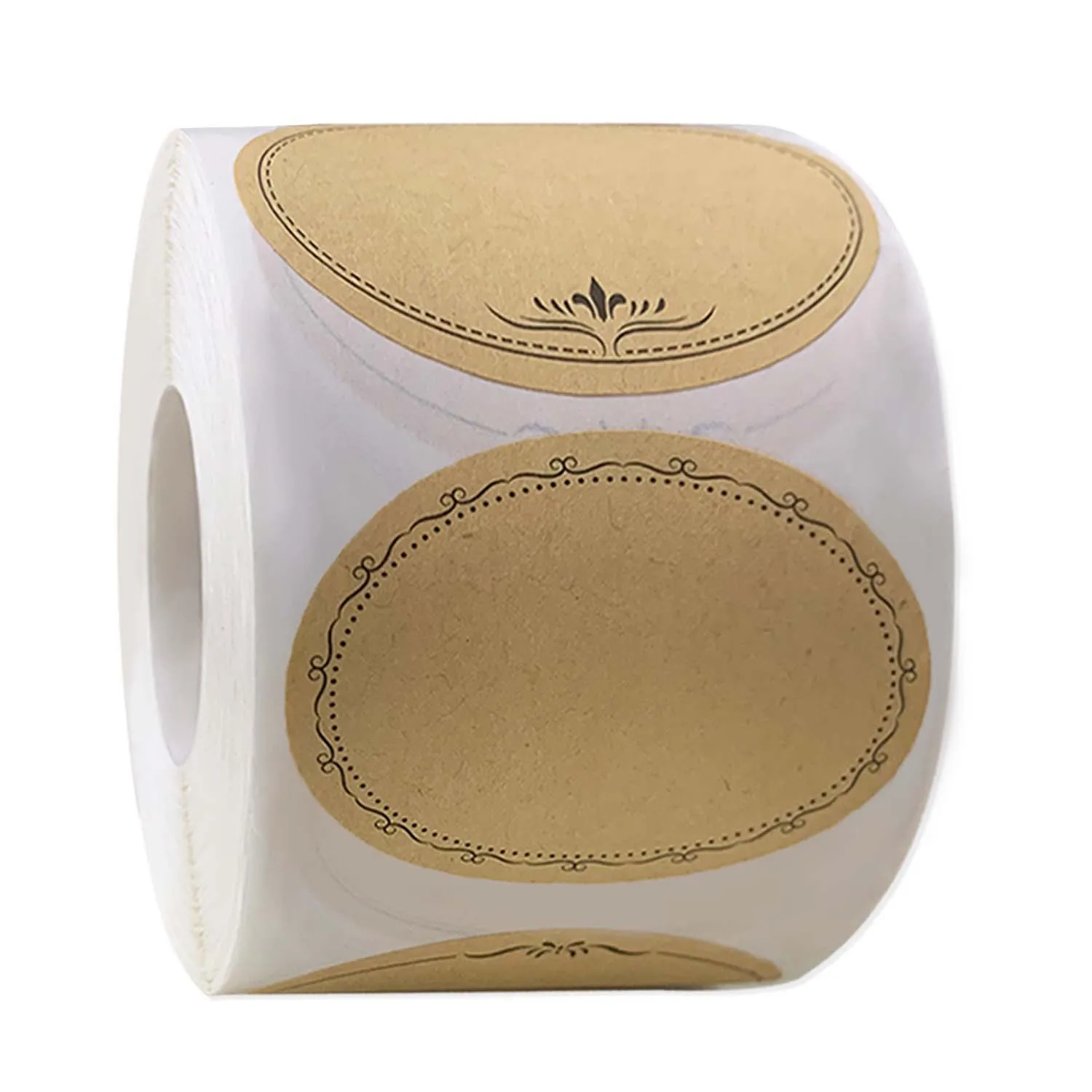 250 adesivi/rotolo 2.5*1.4in carta kraft cucina di casa data alimentare rotolo di marcatura adesivi adesivi impermeabili etichette ovali scrivibili etichette di classificazione degli alimenti etichette per barattoli adesivi di gestione della classificazione