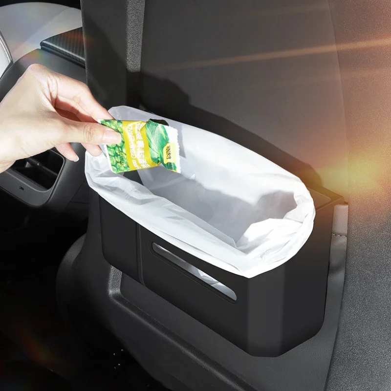 Seat Backrest Trash Can for Tesla Model 3 Y Seat Back Storage Box Tissue Storage Box Water Cup Holder Car Interior Accessories