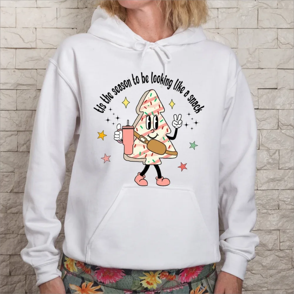 Looking Like A Snack Graphic Sweatshirts Christmas Cookie Casual  Long Sleeve  Hoodies Pullover Winter Clothes Women