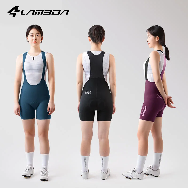 LAMEDA Damen-Radtrikot-Shorts mit Stoßdämpfung, gepolsterte Rennrad-Trägerhose, atmungsaktive Sommer-Radtrikot-Shorts