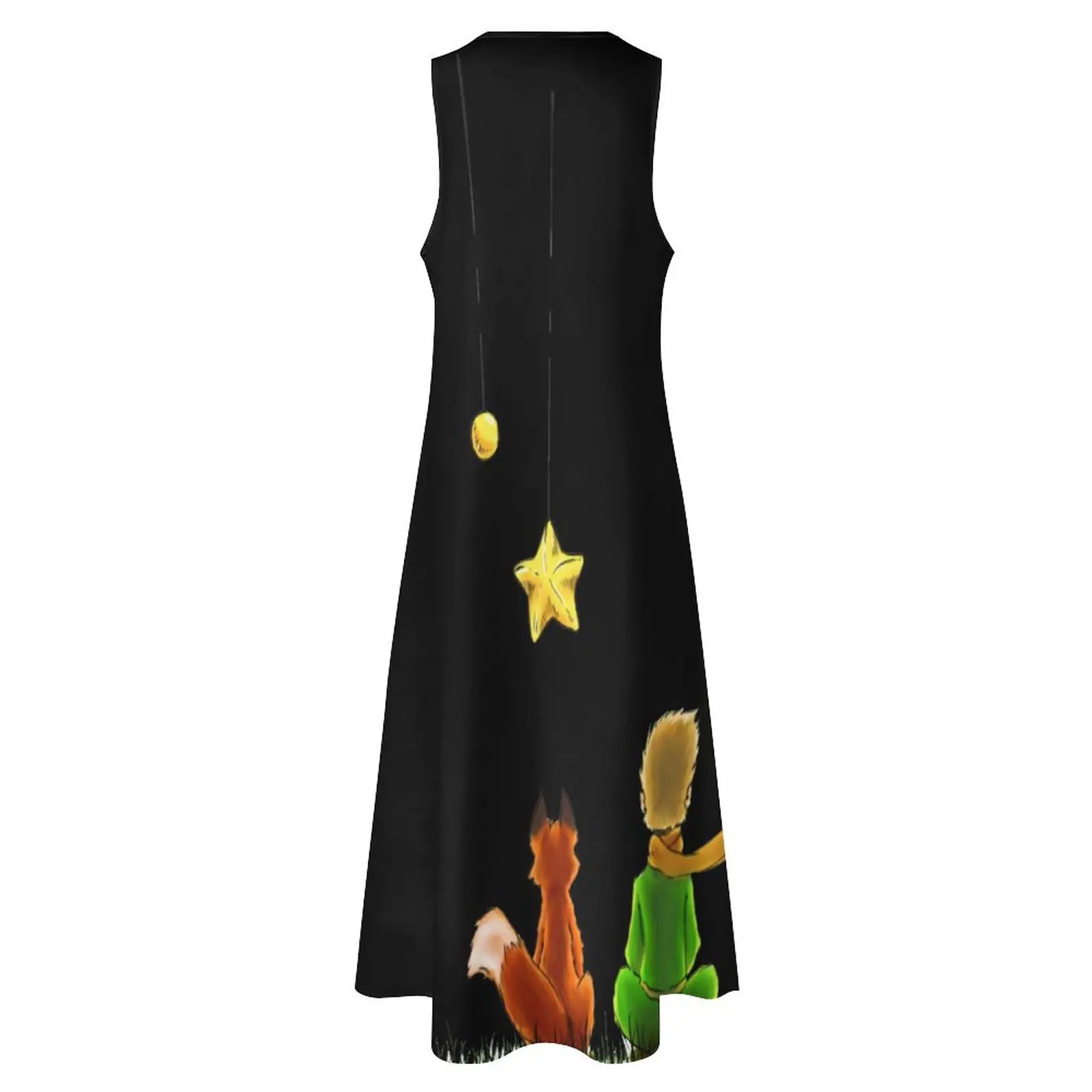 Little Prince Dress Summer Cute Fox And Stars Street Style Boho Beach Long Dresses Women Graphic Elegant Maxi Dress Big Size 4XL