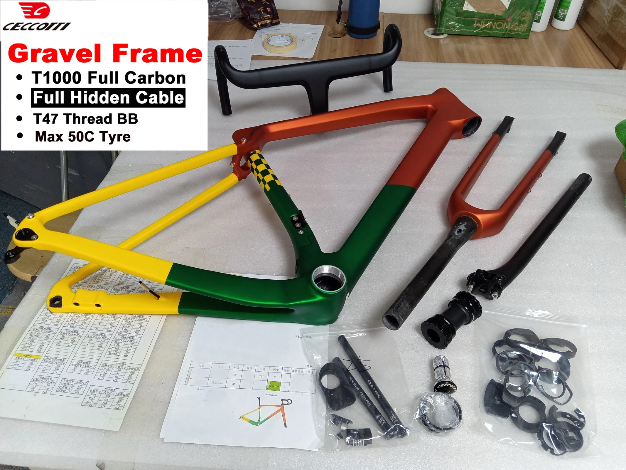 

CECCOTTI Carbon Gravel Frame Chameleon color Frozen color multi color Custom color Gravel