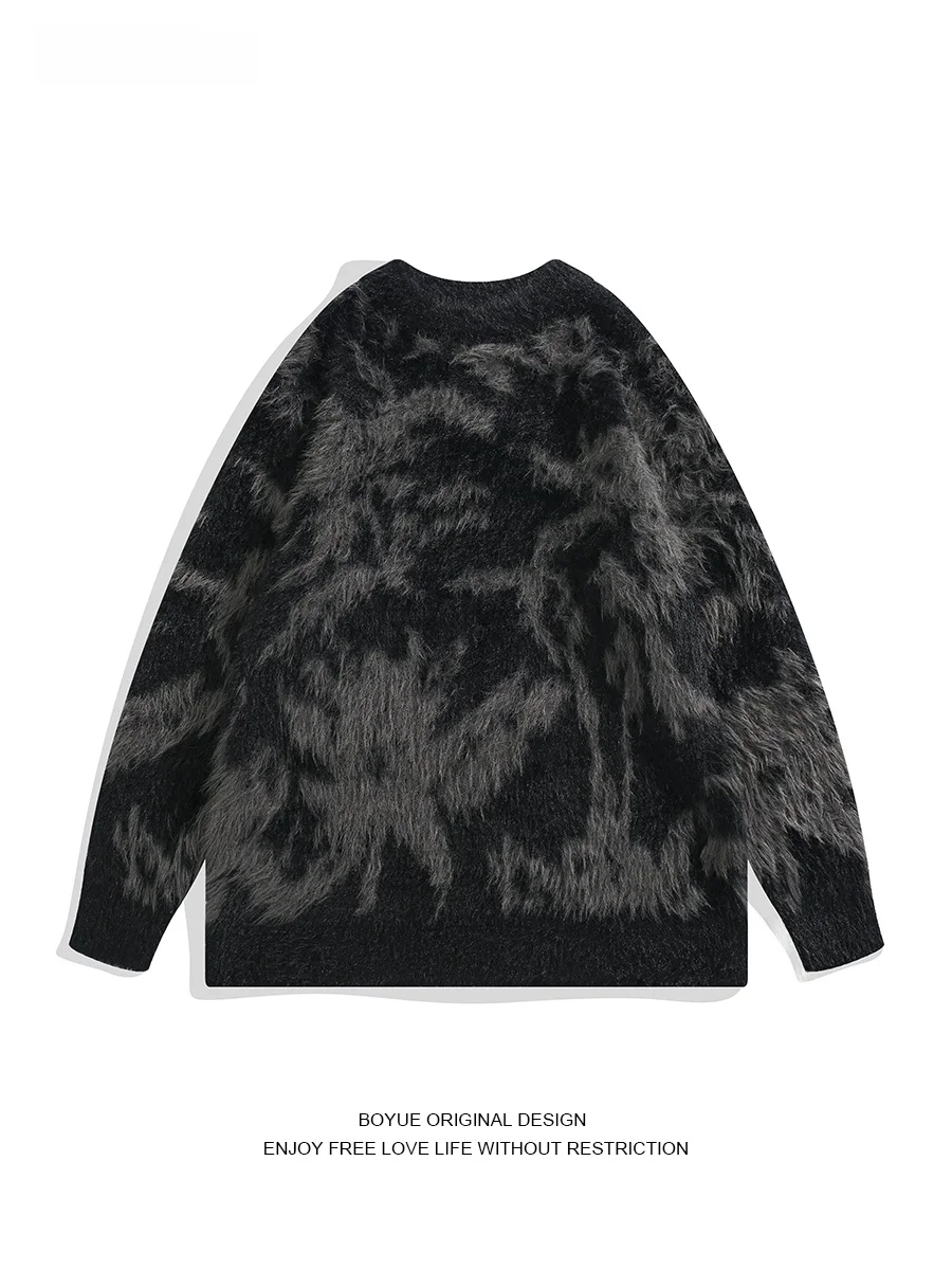 

Boyue American Sle Thiened Sweater Fake Mink Mustache Intercolor Knitted irt for Men Casual Winter round Ne Long Sve