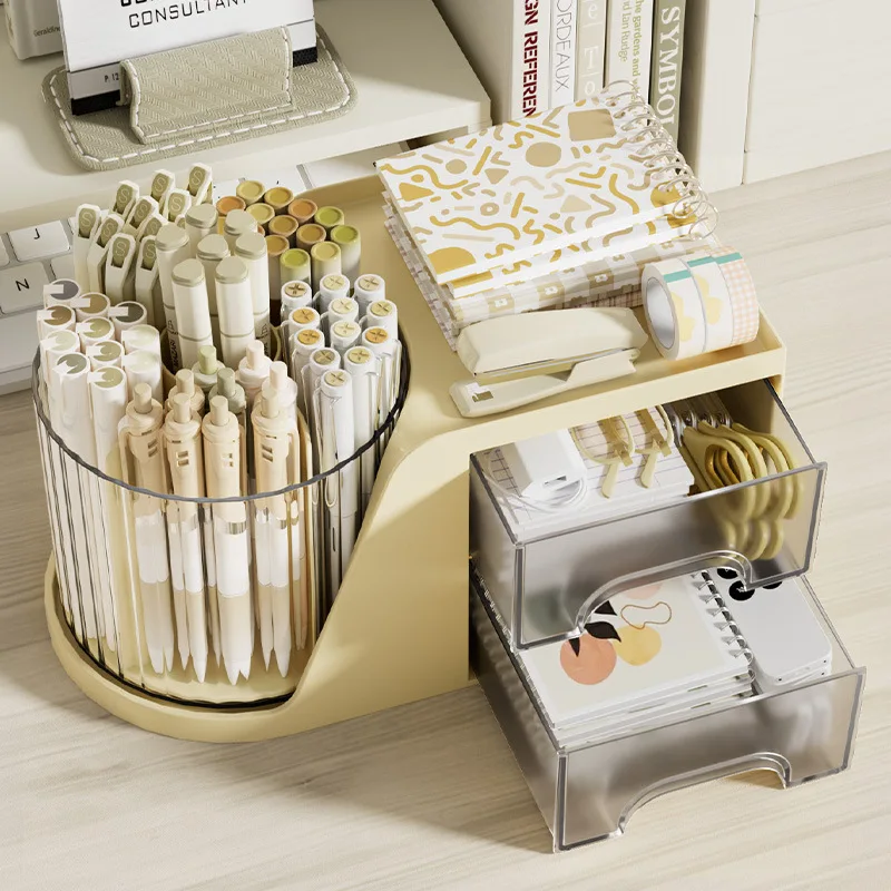 Rotating Multi-Functional Pen Holder  Cosmetic Storage Box  Storage Rack  Drawer  Countertop  Dressing Table  Pen Holder