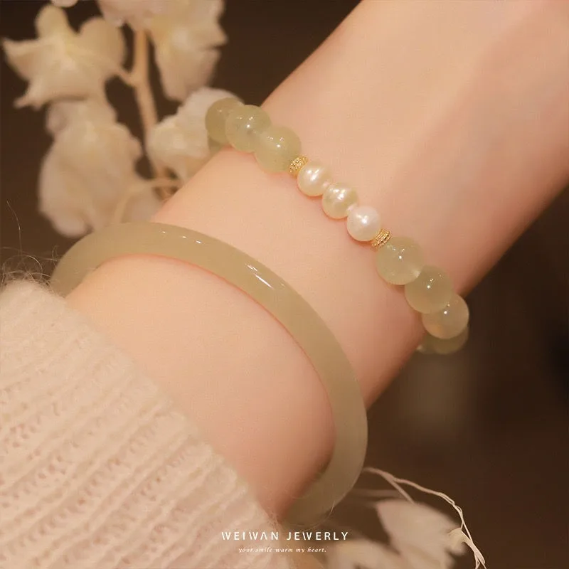 

Natural Grape Stone Single Circle Pearl Bracelet Bracelet Women's Crystal Jewelry Green Grapes Fresh and Sweet