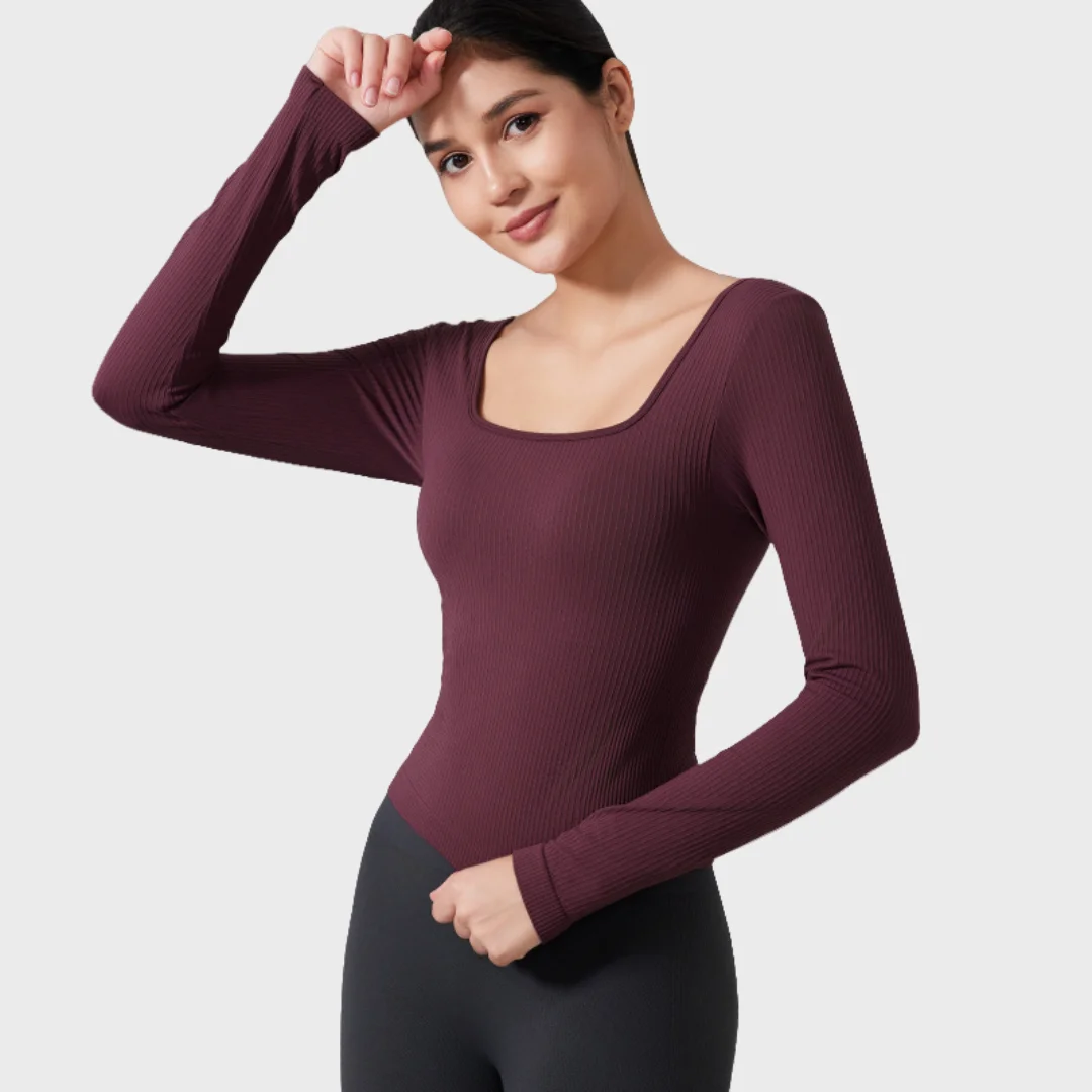 

Autumn Winter New Yoga Wear Women Long Sleeve with Chest Pad Sports Fitness Women Tops Beautiful Back Hollow Pilates Tracksuit