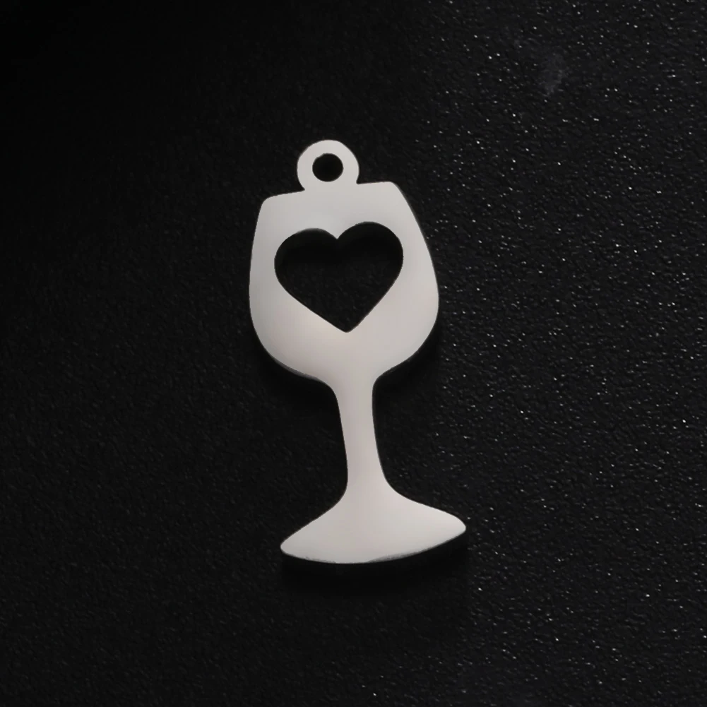EUEAVAN 5pcs Wine Coffee Cup Bottle Pendant Stainless Steel Charms for Necklace Earrings DIY Jewelry Making Supplies Wholesale