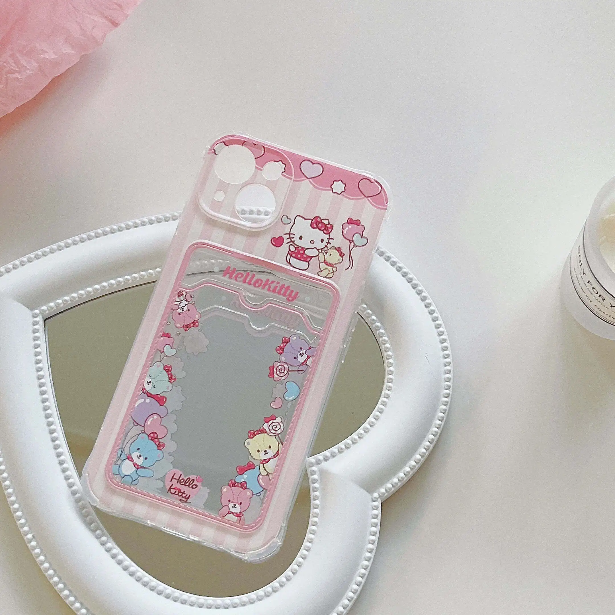 Cartoon Hello Kitty Little Twin Stars Photo Card Holder Wallet Case For iPhone 14 13 Pro Max 12 11 XR XS X 7 8 Plus Pink Cover