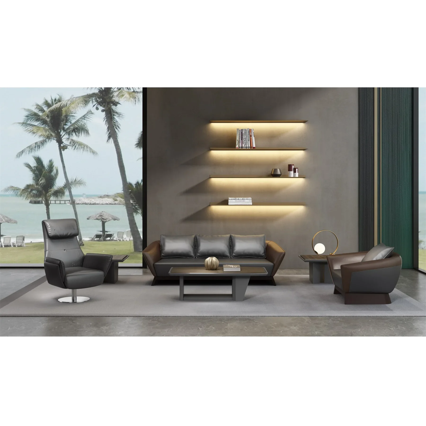 

A Großhandel moderne Möbel Büro Sofa Leder Material 1/3-Sitze mit für Business Office Couch'