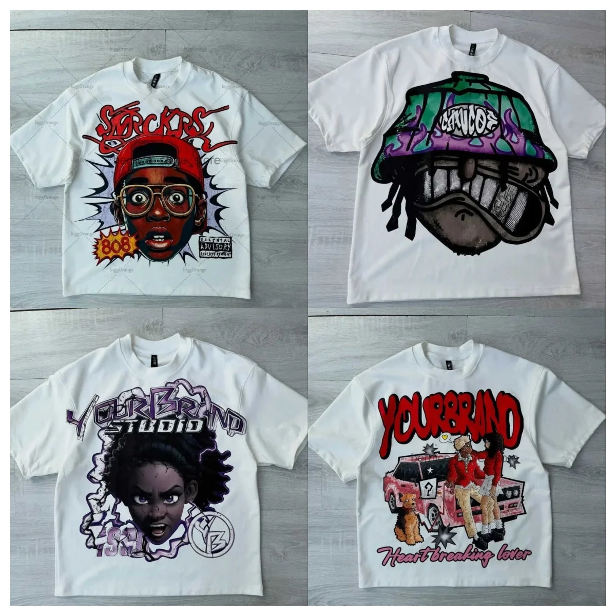 

Y2k Harajuku Streetwear Men and Women Short Sleeved Fashion New Cartoon Print Design Shirt Retro Hip Hop Trend Oversized