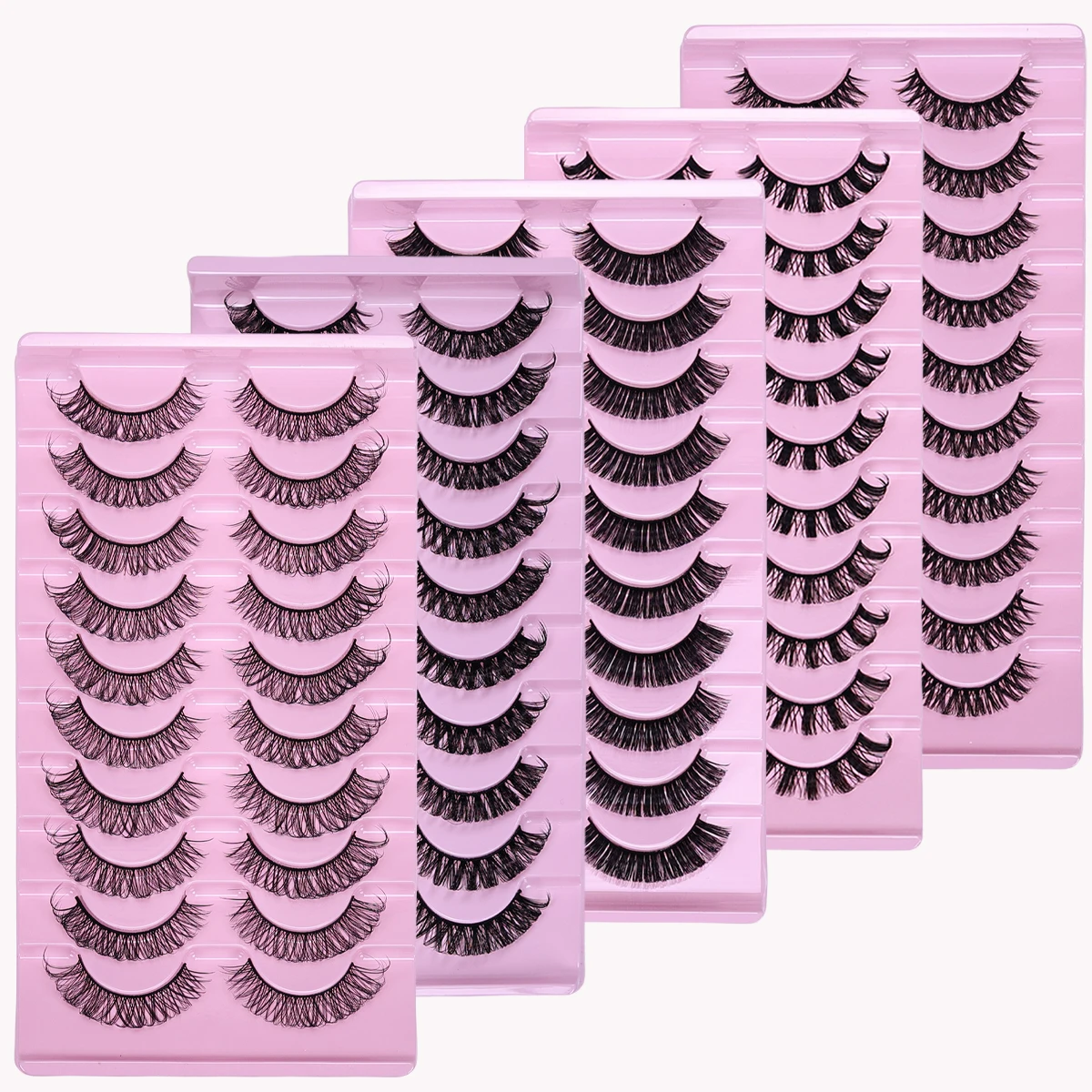 D Curl Russian Strip Lashes Fluffy Volume False Eyelashes D Curl Dramatic Messy Cat Eye Lashes Make Up Fake Lashes