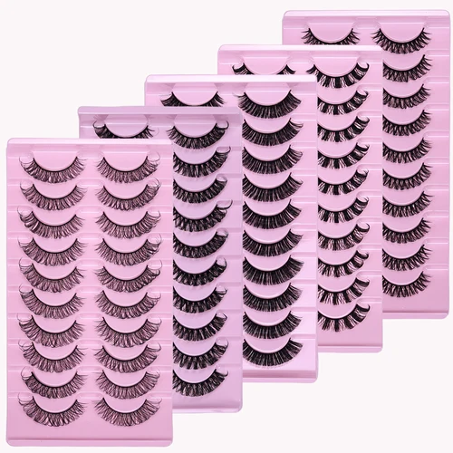Imagen 2 del producto D Curl pestañas de tira rusas volumen esponjoso pestañas postizas D Curl pestañas de ojo de gato desordenadas dramáticas maquillaje pestañas postizas