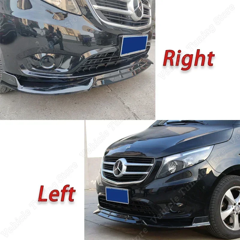 For Mercedes Benz Vito W447 Gloss Black Car Front Bumper Splitter Lip Spoiler Body Kit Diffuser Guard 2016 2017 2018 2019 2020