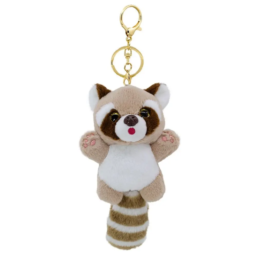 Llavero de peluche de mapache, animales de peluche, colgante de felpa de mapache, exquisito llavero de Animal relleno Kawaii, llavero de coche