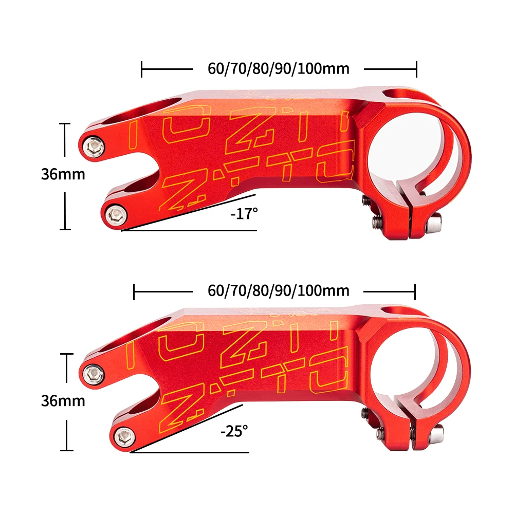 MTB Road Bike Stem 17° 25° 17 Degree 25 Degree Steerer High-Strength XC AM DH Bicycle Handlebar Stem 31.8*60 70 80 90 100mm