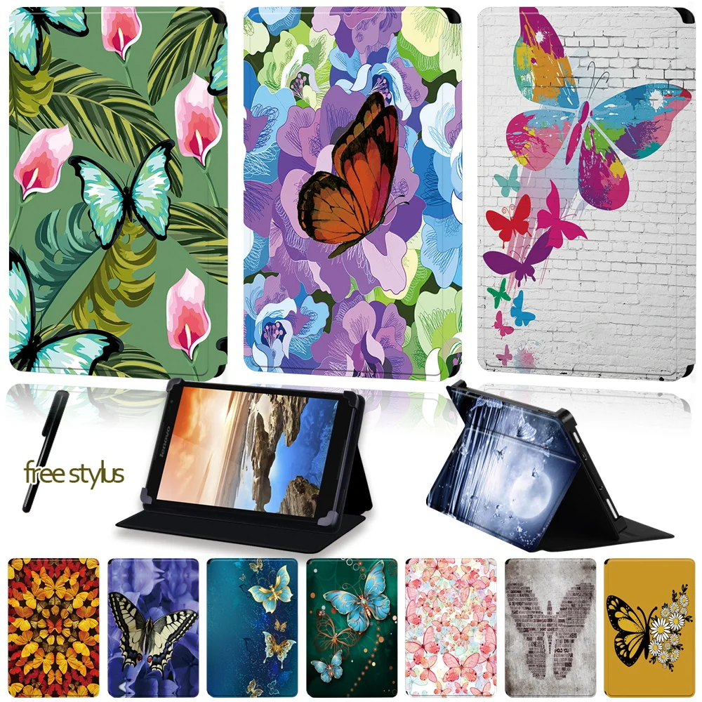 

Universal Tablet Case for Lenovo Tab 8/Tab A7-30/Tab A7-50/Tab A8-50/Tab S8-50/Yoga Book /Tab 4 Butterfly Print Protective Cover