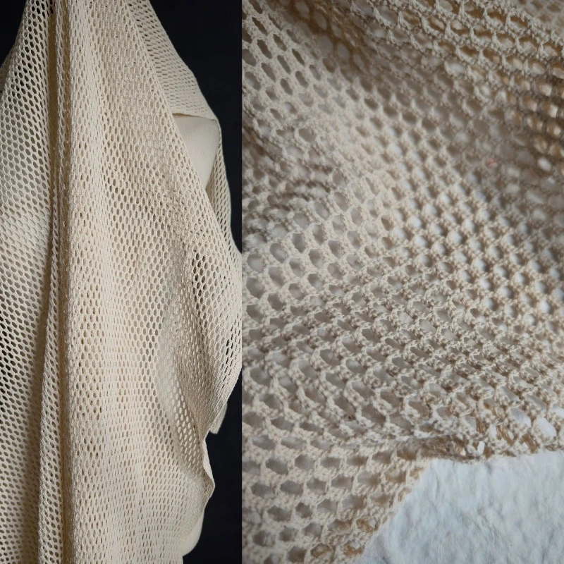 

Apricot Hollow Out Large Net Fabric for Handmade DIY Clothing Designer Fabrics By The Meter Diy Sewing Cloth Material Wholesale